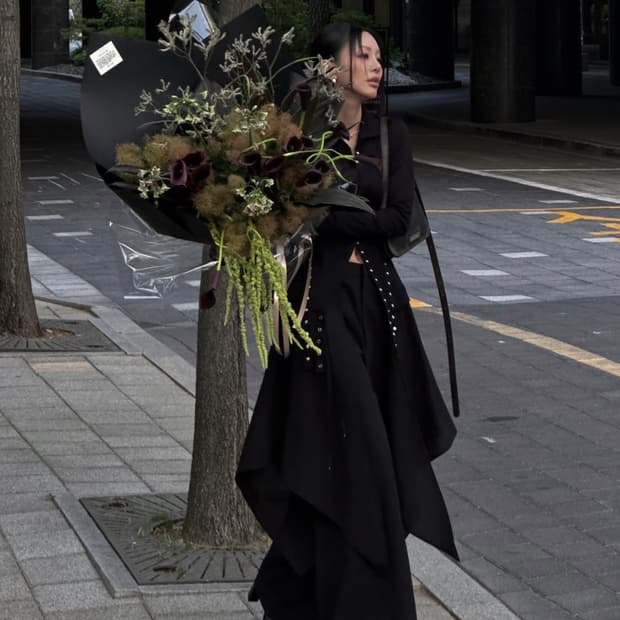 트리밍버드 Layered Drape Wrap Trouser (블랙)