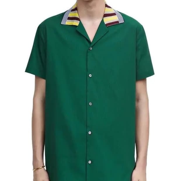 Acne Studios 그린 컬러 오디 자카드 스케이트 셔츠