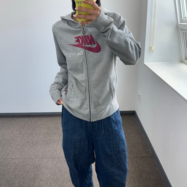 Nike 나이키 핑크 로고 그레이 후드집업