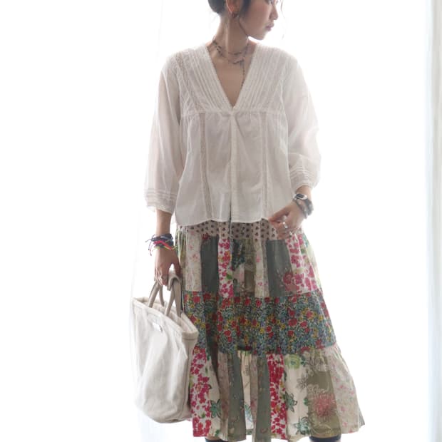 [Beams Boy] Patchwork Floral Skirt