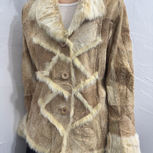 rabbit fur detail jacket