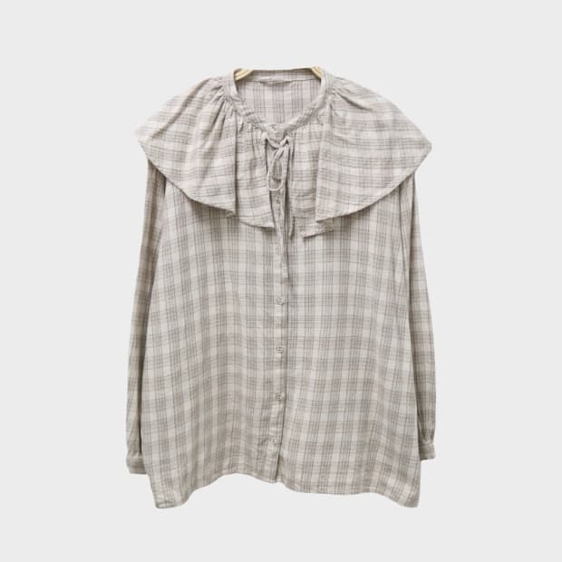 MUSHROOM 체크 케이프 블라우스 63532
