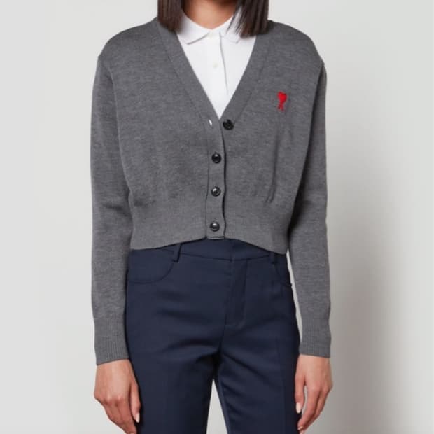 아미 AMI 여성 크롭 가디건 미디움 헤더 그레이 XS 새상품