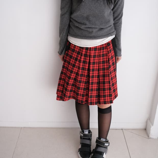 Tartan check wrap skirt