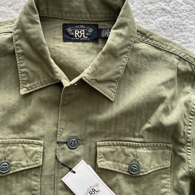 RRL 헤링본 트윌 밀리터리 셔츠 올리브