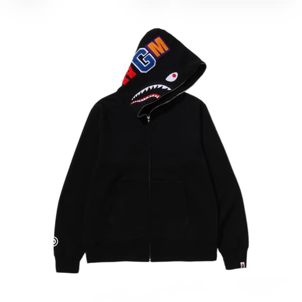 베이프 샤크 풀 집 후드 블랙 XL
