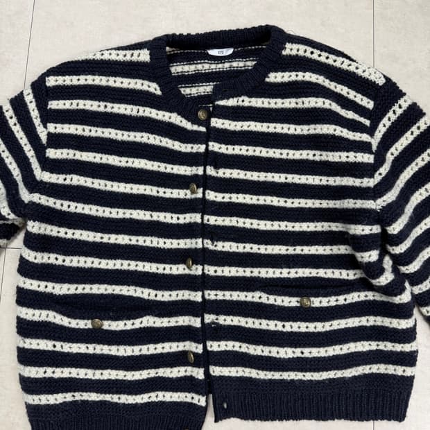 STU 스트라이프 가디건 네이비 L