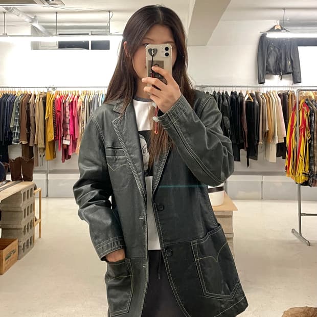 VTG western leather blazer 웨스턴 가죽 블레이저