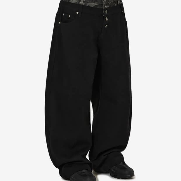 오와이 OY LAYERED WAIST WIDE VOLUME PANTS