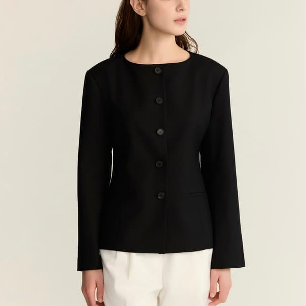 녹섭 minimal boat-neck jacket (s)
