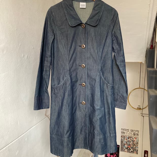 데님 카라포인트 모리걸 트렌치코트