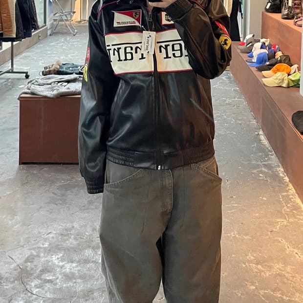 빈티지 페라리 레이싱 가죽 자켓 H886