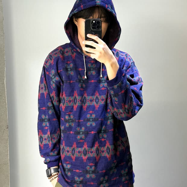 빈티지 90‘s 에스닉 나바호 플리스 후디