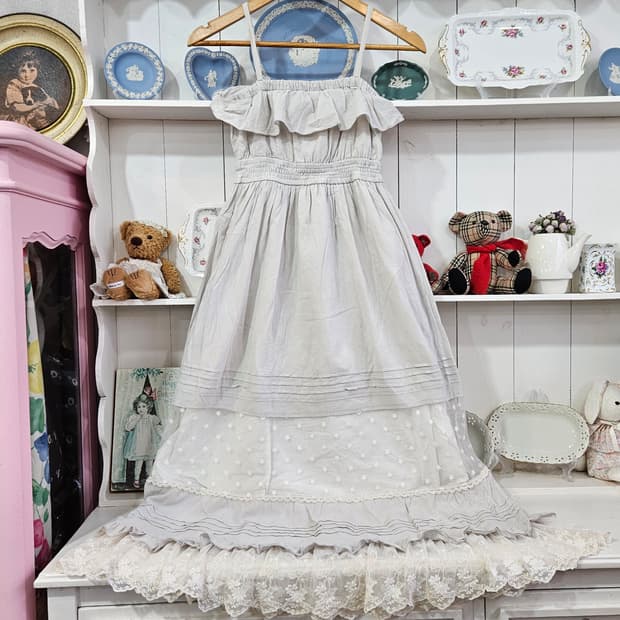 리즈리사(LIZ LISA) 밀크그레이 레이스 롱 원피스