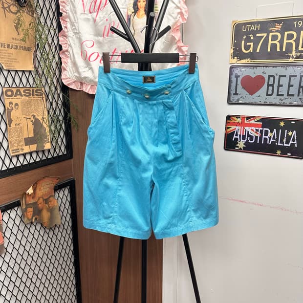 Fendi, Sky Blue Button Tuck Shorts