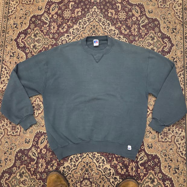 90s 빈티지 러셀 스웻셔츠 그린 XL USA