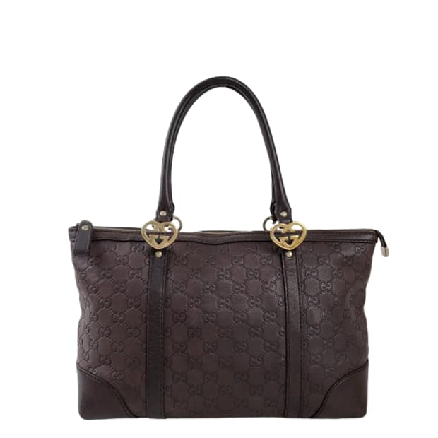 정품 구찌 시마 레더 러블리 하트 인터로킹 토트백