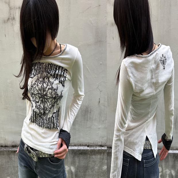Algon Quins Gothinc printing long sleeve
