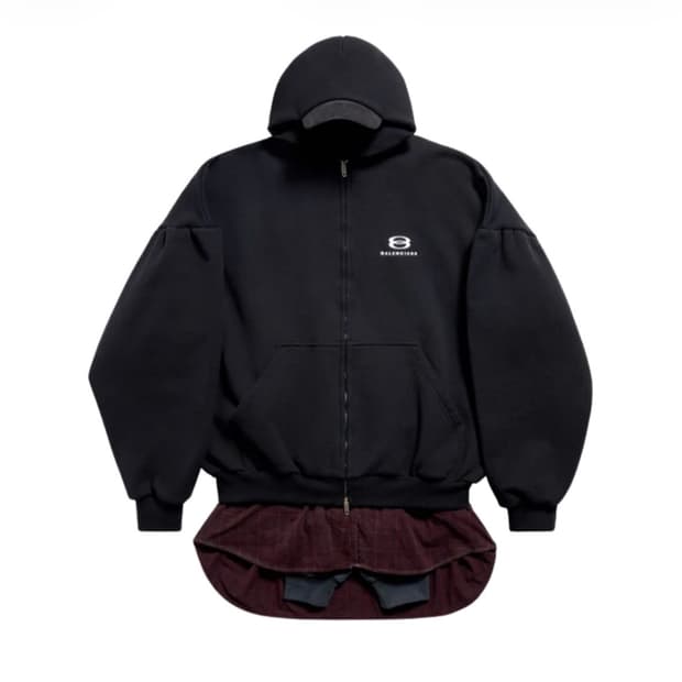 발렌시아가 레이어드 후드집업 블랙