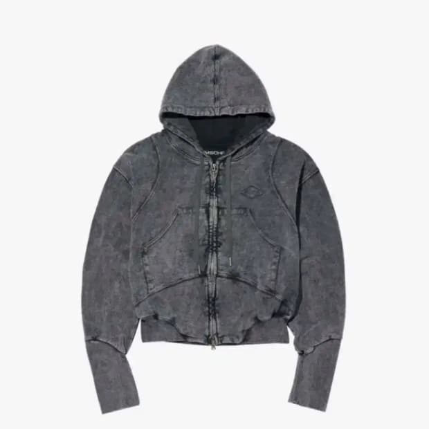 미스치프 벌룬 후드집업 워시드 차콜 