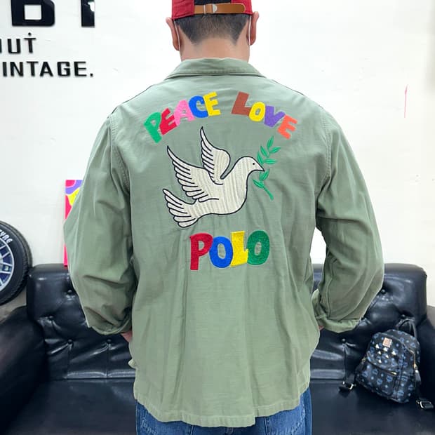 폴로 랄프로렌 피스 러브 오버 셔츠 재킷 XL