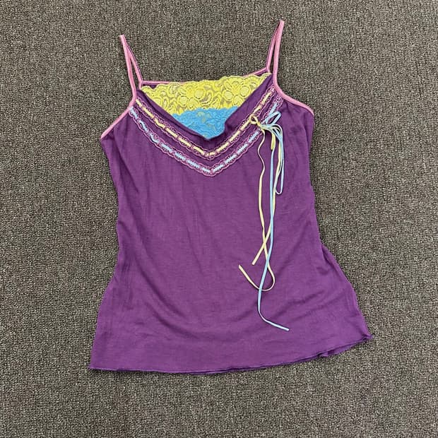 M)Japanese vintage 페어리 레이스 퍼플 나시
