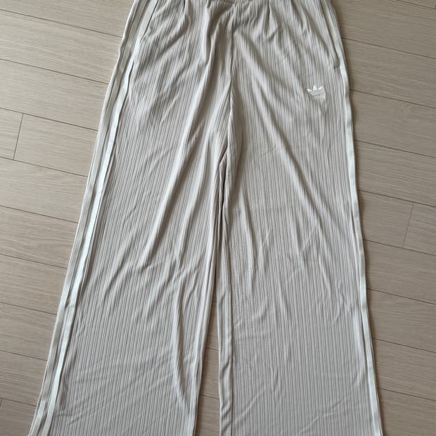 아디다스 베이지 골지 와이드 팬츠