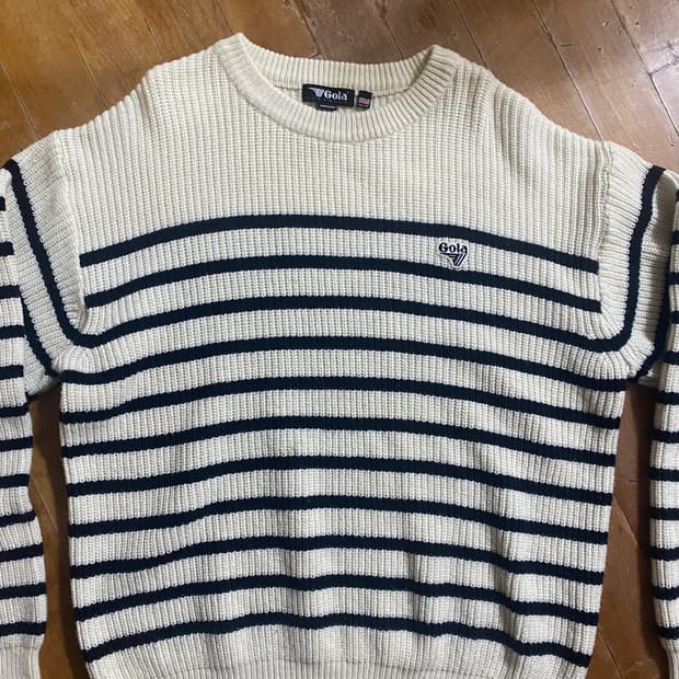 Gola 스트라이프 니트 M 아이보리 (오버핏)