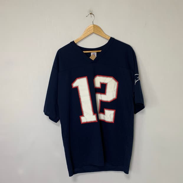 NFL 뉴잉글랜드 패트리어츠 12번 기능성 반팔 유니폼 네이비 M