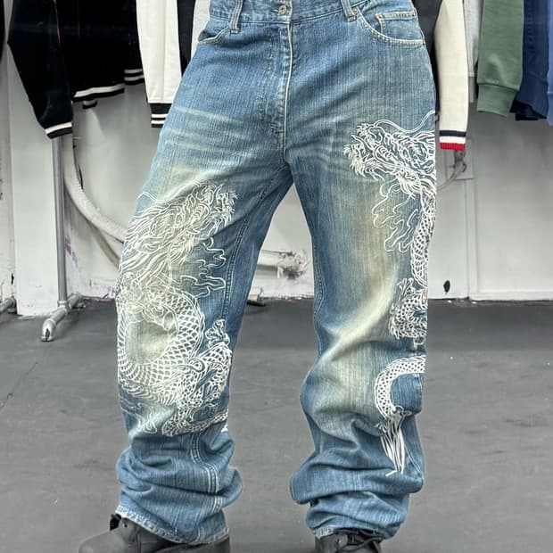 카라쿠리 타마시 오리엔탈 드래곤 데님팬츠