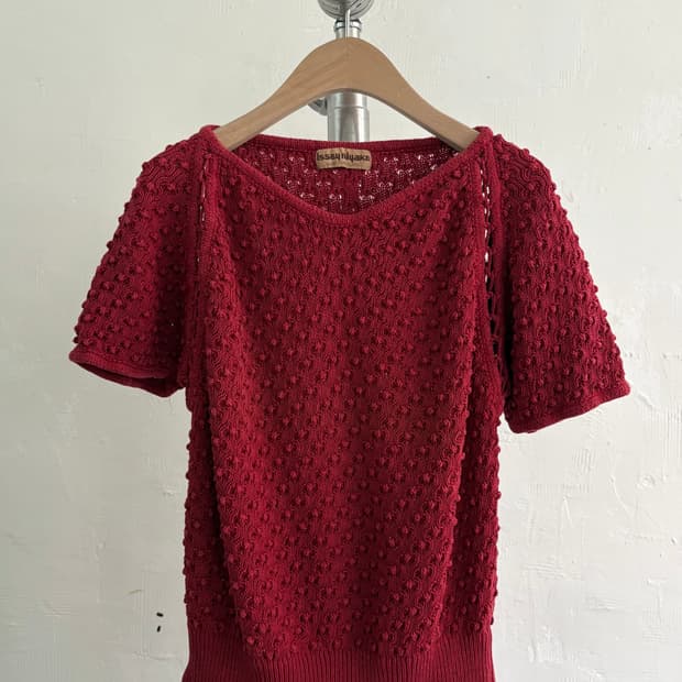 Issey Miyake 이세이미야케 90‘s 레드 펀칭 반팔 니트