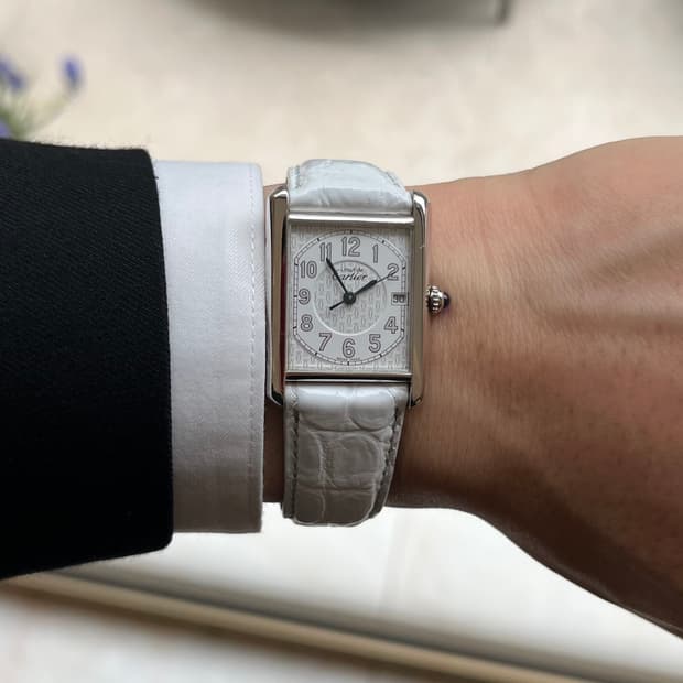 희귀) 빈티지 까르띠에 아라빅 머스트 탱크 디버클 L/XL 화이트 골드