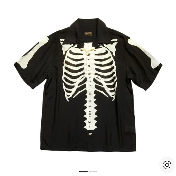 캐피탈 실크 레이온 본 알로하 셔츠 블랙