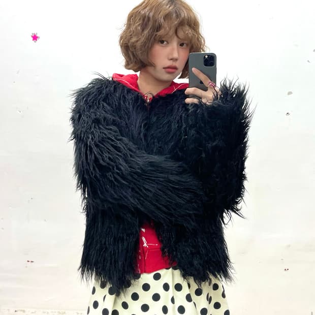 Raven black fur jacket 