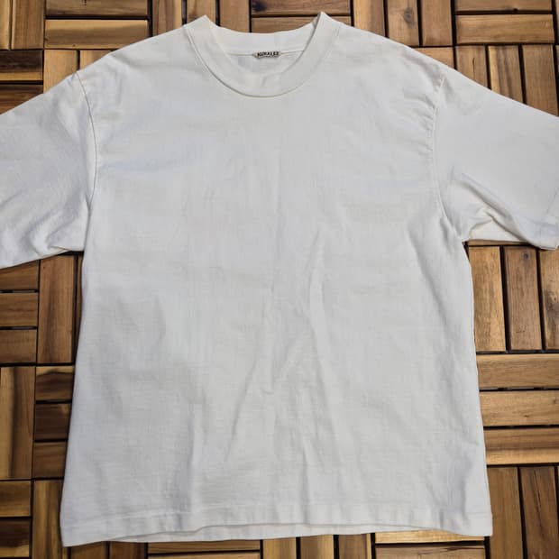 Auralee 오라리 스탠드업 반팔 티셔츠 화이트