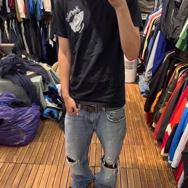 Vintage skull works 치키노 타투 반팔티