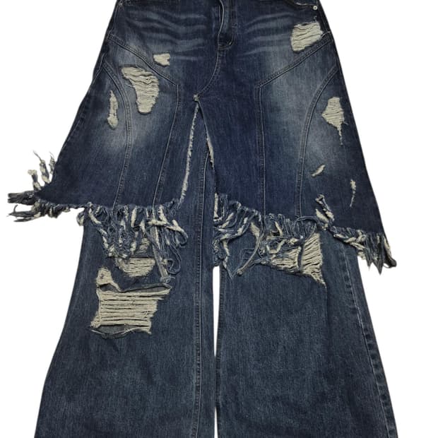 선데이오프클럽 레이어드 스커트 플레어 데님 진