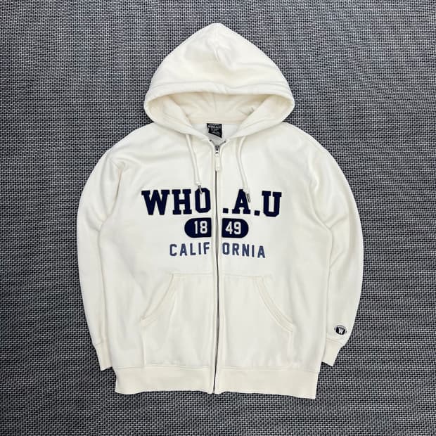 후아유 화이트 후드집업