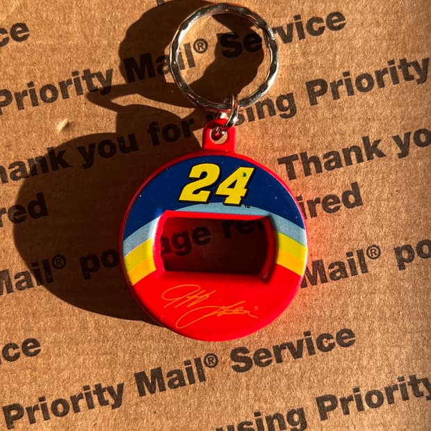 90s vtg Racing Bottle Opener Keyring