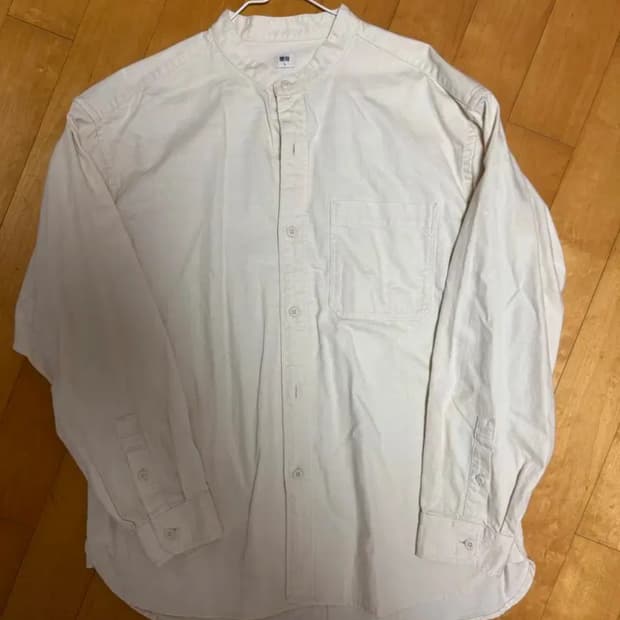 유니클로 차이나 카라 셔츠 아이보리