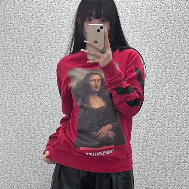 오프 화이트 올드스쿨 스트릿 펑크 모나리자 맨투맨 XXS C10052