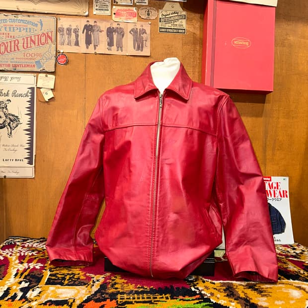 ( L ) 런던포그 가죽자켓 레더자켓 빈티지가죽 빨강가죽 레드가죽