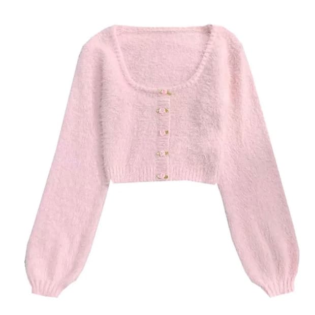 [새상품]밀크 로즈 앙고라 니트 y2K 하이틴 유니크