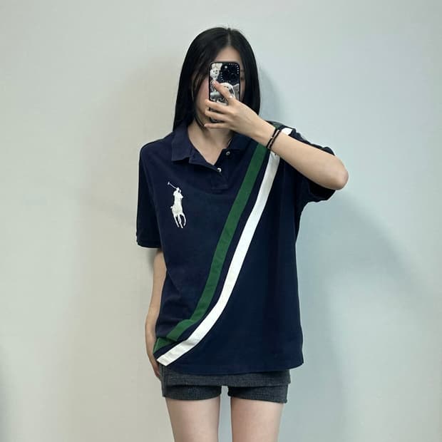 폴로 랄프로렌 빅포니 네이비 피케 반팔 카라 티셔츠