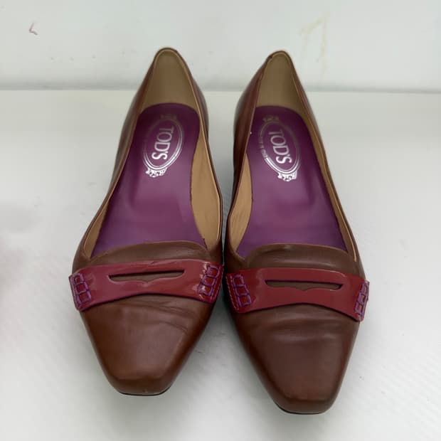 정품) TODS 토즈 브라운 플랫 슈즈 37