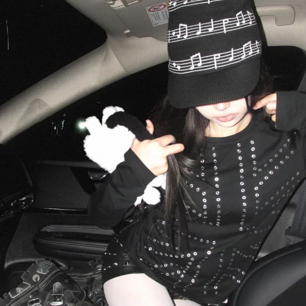 Heavy Stud Rhinestone Black Street Long