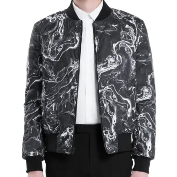 산드로 옴므 마블 프린트 리버시블 퀼팅 봄버 자켓 95