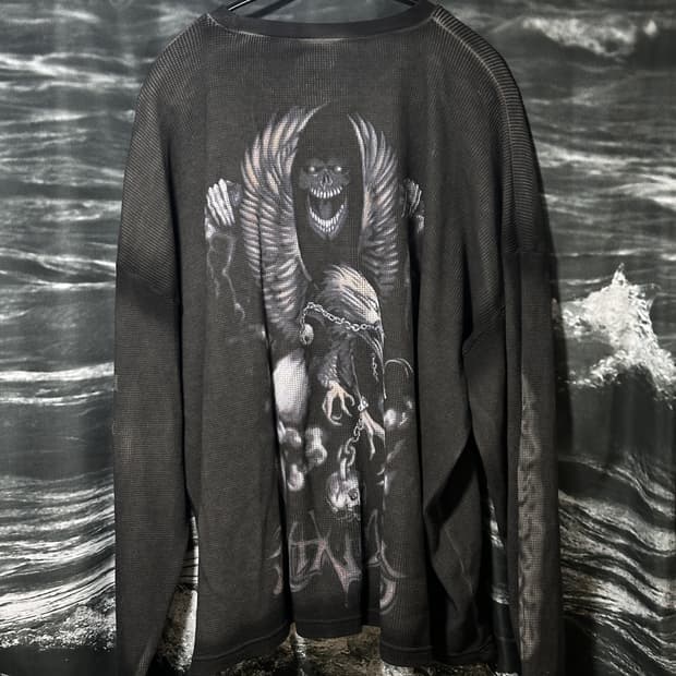 트래비스 스캇 머천 와플 롱 슬리브 L