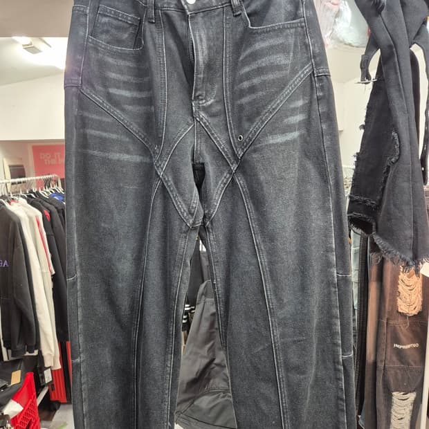 빈티지 블랙 와이드 데님 팬츠