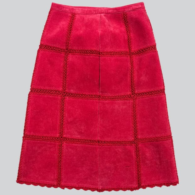  vintage 레드컬러 미디스커트 